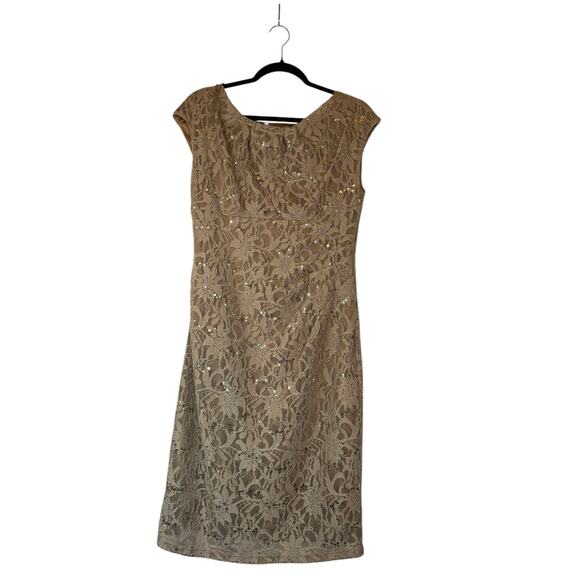 Taupe Lace Mother of the Bride Dress - Size 8 - Picture 2 of 15